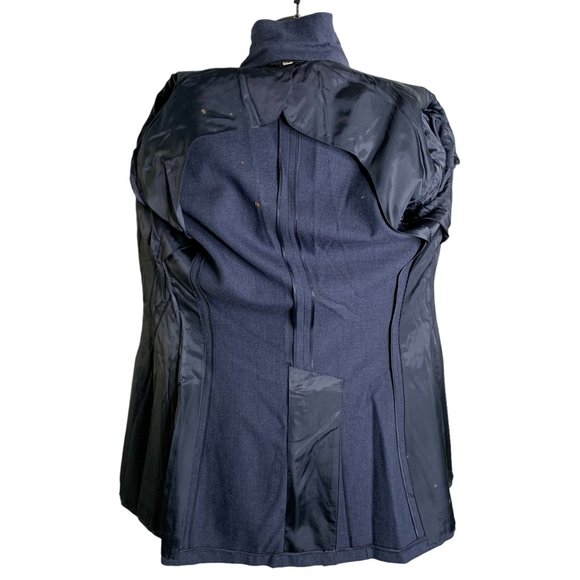 Vintage 50s US Air Force Wool Coat 40L Serge Blue Lined Buttons Pockets Patches - Picture 14 of 16